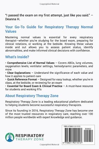 Respiratory Therapy Normal Values: Reference Guide for Students and Respiratory Therapists thumbnail 2