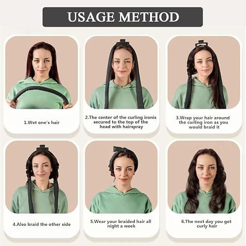 Heatless Curls, No Heat Curlers Overnight Heatless Curlers Headband for Women, Black thumbnail 5