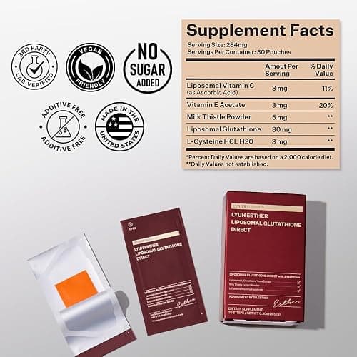 ESTHER FORMULA Liposomal Glutathione Strips (284mg×30) Glutathione Direct, Antioxidant Support, Enhanced Absorption, Skin Brightening | Beauty Film – Korean Supplements | Made in USA thumbnail 2