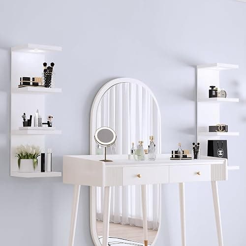 LitaEther Versatile 4 Tier Wall Shelf Unit,White Lack Wall Shelf,Display Floating Shelf with LED Remote Control Light thumbnail 2
