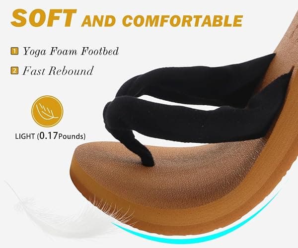 KuaiLu Flip Flops for Women with Arch Support Yoga Mat Comfortable Summer Beach Walking Thong Cushion Sandals Slip On Indoor Outdoor thumbnail 4