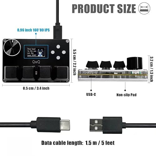 BTXETUEL SayoDevice O3C++ OSU Keyboard Rapid Trigger Hall Switches Magnetic Linear Switches Keyboard with Knob and Screen,Copy Paste,Shotcut,Macro Hotswap Mini Keypad (Black) thumbnail 2