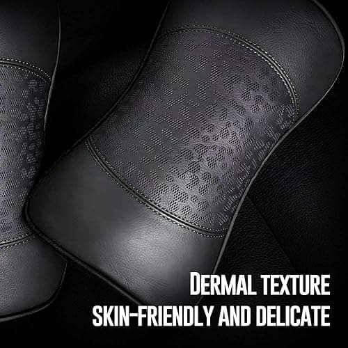 HAOTULE Car Leather Neck Pillows, Neck Rest Cushions,100% Memory Foam Cervical Support, Comfortable Travel car Seats and Home Office Soft Pillows, Black a Set (2 pcs) thumbnail 5