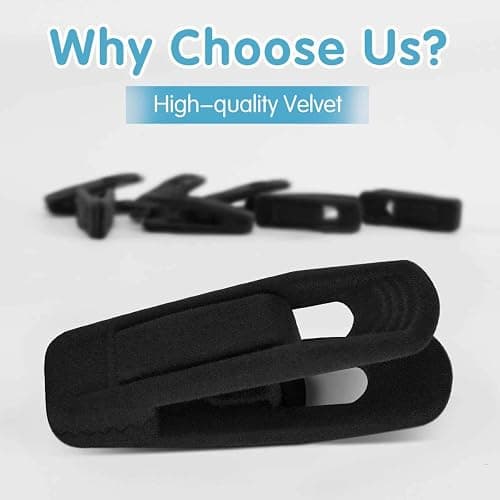 TOFIIGREM Black Velvet Hangers Clips 20 PCS, Non-Slip Velvet Clips for Suit Pant Skirt Hanger, Strong Finger Clips Perfect for Thin Flocking Hangers - 20pc - Black thumbnail 2