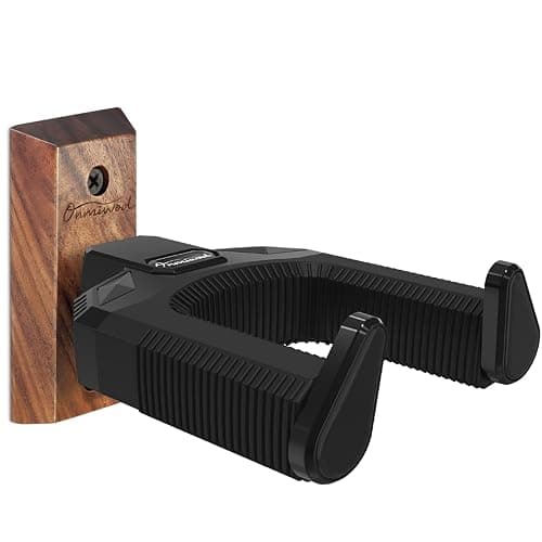 Guitar Wall Mount, Auto Lock Black Walnut Wood Hanger, Guitar Wall Hangers, Guitar Holder Hook Wall Stand for Classical, Acoustic, Electric Guitar, Bass, Gift for Player - Image 1