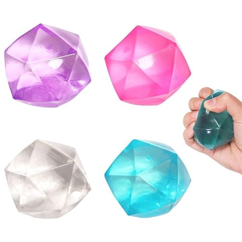 4pcs Mini Small 1.8inch Masonry Ice Squishy Stress Balls-Polyhedron Diamond Sugar Balls Slow Rise-Fidget Toy for Kids Gel Filled Classroom, Calming Toys Anxiety Children Teens (4pcs) - Image 1