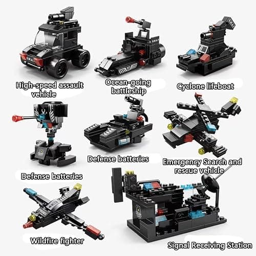 ENHANA Building Block Robot 27 in1 SWAT Police Command Truck Building Kit for Kids City Helicopter Bricks Kit Educational Toys for Boys Age 6 7 8 9 10 11 12 Years Old 585PCS thumbnail 5