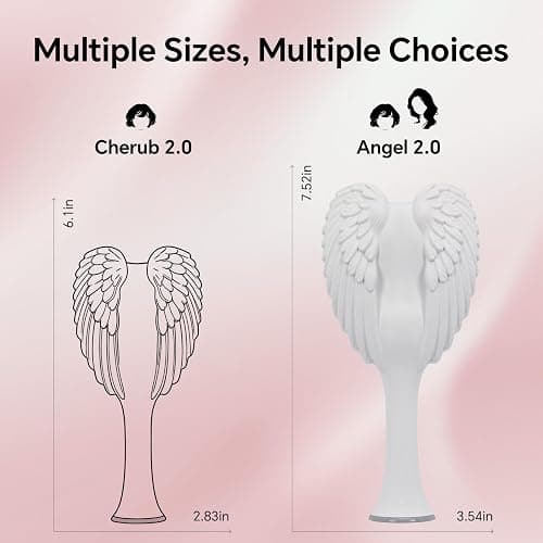 Detangling Hair Brush - Anti Static Angel Wing Hair Brush with Soft & Flexible Bristle for Straight & Wavy Hair - Tangle Angel Hair Detangler Brushes for Blow Drying & Shower - Matt White thumbnail 11
