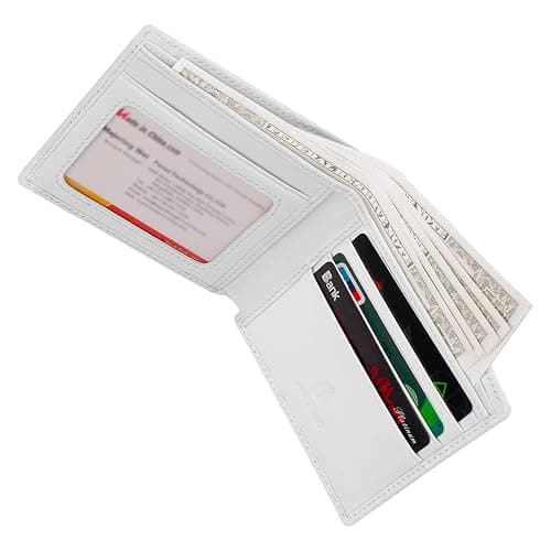 NYEAR White Wallet,Four layers conductive fabric anti RFID reading,Slim Mens Wallet Leather Bifold Wallets for Men As Nice Gifts for Birthday, Anniversary and Graduation,White thumbnail 4
