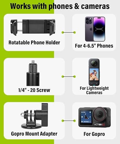 BMZX Golf Tripod Monopod, 47" Selfie Stick for Golf Swing Training & Recording | with Spike, Tripod, Phone Holder, 1/4"-20 Screw, Carry Bag | Compatible with iPhones, Android & Cameras thumbnail 7