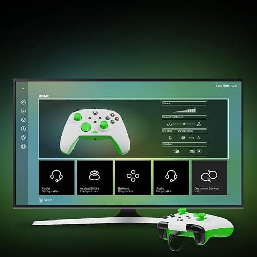 Turtle Beach Rematch Core Bianco/Verde - Gamepad cablato - Con licenza per Xbox Series XS, Xbox One e PC - Pulsanti audio, motori Rumble e grilletti a impulsi, cavo da 3 m thumbnail 9
