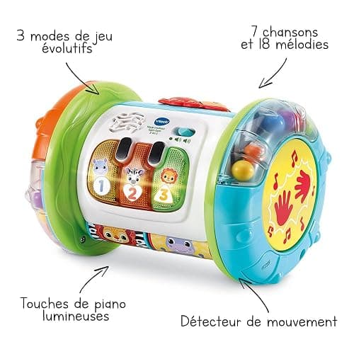 VTech - Jouet Musical Magi Rouleau Tam-Tam 3 en 1, Instrument de Musique Enfant, Jouet d'Activité et de Développement, Jeu Évolutif, Cadeau Bébé Garçon et Fille Dès 9 Mois - Contenu en Français thumbnail 3