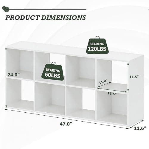 SageNest 8-Cube Storage Organizer Shelf, Open Cube Bookshelf, Reversible Bookcase, Sturdy Modern Storage for Home Office, Bedroom, Living Room, White thumbnail 3