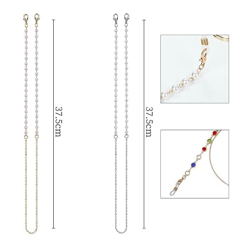 6PCS Spectacle Chain Glasses Chains Sunglasses Beaded Eyeglass Reading Bead Strap Beads Eye Eyewear for Women with Anti-Skid Ear Hooks, Multicolor, 37.5 cm/ 14.7 inches thumbnail 2