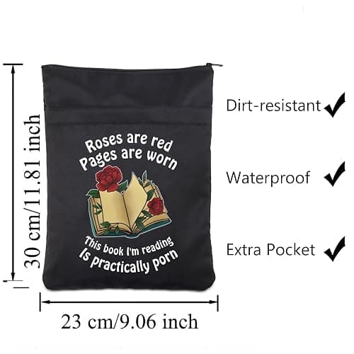 CHOORO Roses are Red Pages are Worn Book Sleeve Bookish Merch Romance Reader Gift Dirty Book Lover Gift (Red Pages-b) thumbnail 3