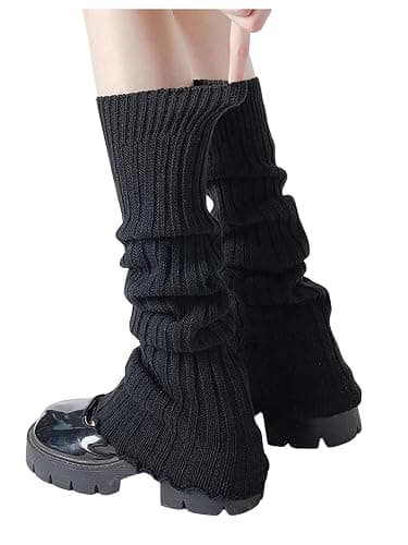 Verdusa Women's Harajuku Leg Warmers Y2K Solid Rib Knit Long Socks - Image 1
