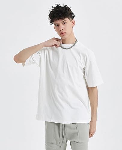 SnowElve Mens Oversized T-Shirts Fashion Loose Fit Crewneck Tshirt Streetwear Heavyweight Short Sleeve Gym Workout Tops thumbnail 5