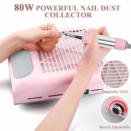 CoFashion Nail Dust Collector for Acrylic Nails Vacuum Machine, 80W Adjustable Vacuum, Electric Nails Filter for Manicure Nail Fan Dust Collector thumbnail 2