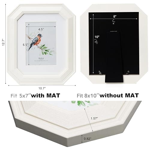 Ibalux 8x10 Picture Frame Photo Frame, Made of Solid MDF Wood with Real Glass, Display Picture 5x7 with Mat or 8x10 without Mat, Vertical and Horizontal for Wall Hanging or Vertical for Tabletop, White thumbnail 3