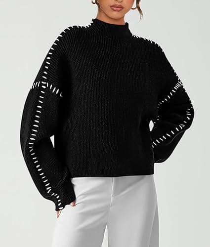 PRETTYGARDEN Women's Chunky Knit Sweaters 2026 Fall Long Sleeve Mock Neck Oversized Pullover Tops Winter Fashion Clothes thumbnail 3