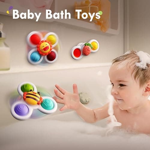 ALASOU 3PCS Pop Suction Cup Spinner Toys for 1 Year Old Boy Girl|Novelty Spinning Tops Toddler Toys Age 1-2|Sensory Baby Bath Toy for Toddlers 1-3|12 18 Months Boy Birthday Gift for Infant thumbnail 2
