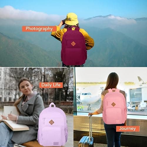 KEOFID Classic Travel backpack for Men and Women, Anti Theft Laptop Backpack with USB Charging Port for Work, Large Bag for College, Water Resistent(Purple) thumbnail 6