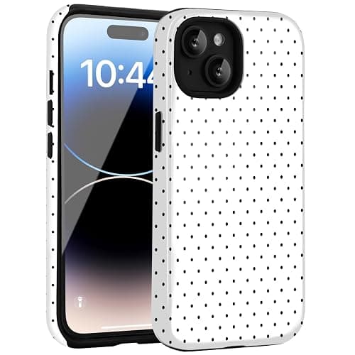 Amzfield for iPhone 13 Case for iPhone 14 Case Cute Polka Dot Aesthetic Retro Design for Women Girls Fall Simple Chic Girly Pretty Dual Layer Hybrid Protection Elegant Case for iPhone 13/14-White thumbnail 7