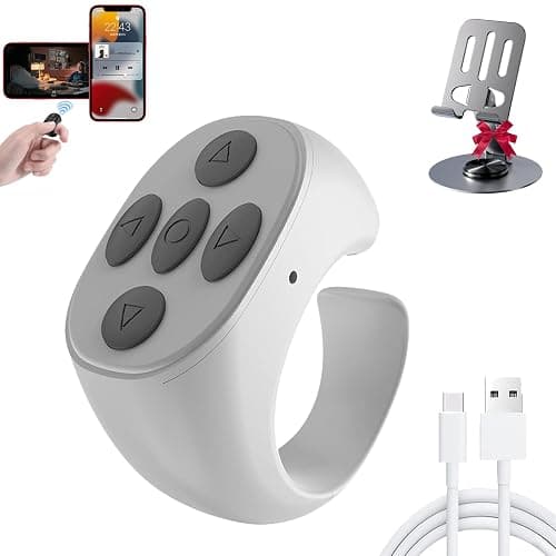 Fingertip Wireless Bluetooth Remote Control, Scrolling Ring Remote Control for TikTok, Phone Bluetooth Scroller Remote, Rechargeable Fingertip Camera Remote Scroll Ring for iOS/Android/Ipad (White-A) - Image 1