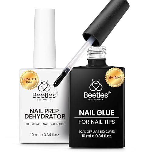 Beetles 9 In 1 Gel Nail Glue Nail Dehydrator Kit for Acrylic Nails Acid Free & Hema-Free Professional Dehydrator Prep for U V Gel Polish Long Lasting Led Lamp Required - Image 1