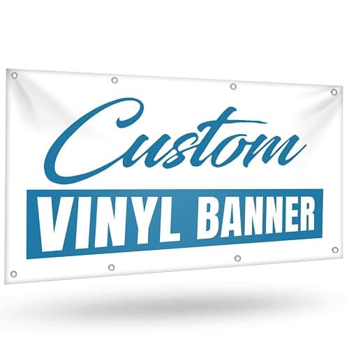 Custom Vinyl Banners and Signs Customize for Business Outdoor, Personalized Banner Customize with Logo Text for Party Birthday, Customized Banner Decoration for Graduation Wedding Event 3'x3' - Image 1