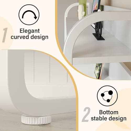 MaverickFurni White Desk with Hutch, 60 Inch Computer Desk with 3 Drawers for Bedroom, Study Writing Desk with Shelves for Small Places, Adjustable Feet thumbnail 8