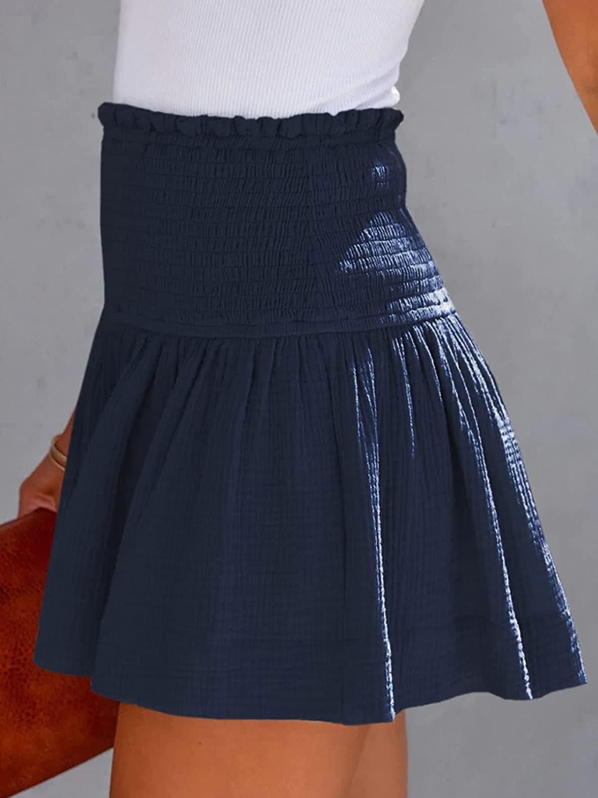 COLIZAMX Shorts Mujer Pantalones Cortos Cintura Alta Pantalones Cortos Casual Diseño Plisado thumbnail 3