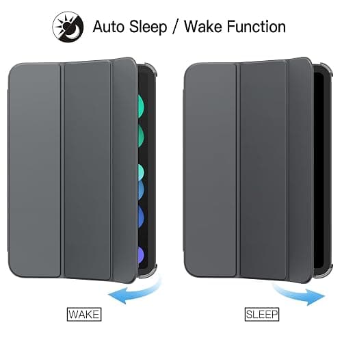 JETech Case for iPad mini (A17 Pro, 2024 Model, 7th Generation) / mini 6 (2021 Model, 6th Generation), Slim Stand Hard Back Shell Smart Cover with Auto Wake/Sleep (Space Gray) - Space Gray thumbnail 6
