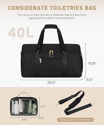 CLOKARS Travel Weekender Bags for Women: Overnight Bag with Shoe Compartment Large Travel Duffle Bag with Toiletry Bag Carry on Bag Personal Item Bag with Wet Pocket Hospital Bag for Women Black thumbnail 5