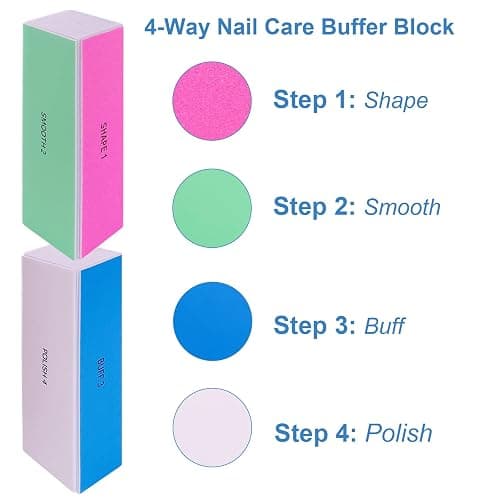 Nail File and Buffer Set, 4 Way Nail Buffers Shine Kit Professional Nail Files for Natural Nails Manicure Filer Filing Polishing Buff Nail Care Smoother Buffing Fingernail 100/120/240/600/3000 Grit thumbnail 3
