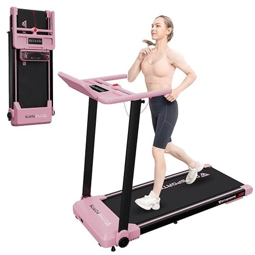 CITYSPORTS Elektrisches Laufband,Klappbares Laufband für Zuhause bis 12 km/h,mit LED-Anzeige,APP und 360° Tablet Holder,kompakte Walking Pad für Zuhause und Büro - Pink - Image 1