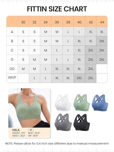 FITTIN Adjustable Sports Bras for Women: High Support Impact Padded Full Coverage Bra for Workout Gym - for C-DDD Large Bust thumbnail 7