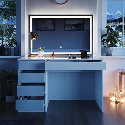 Vicco tavolo da toeletta Sherry, Bianco lucido, 120 cm con illuminazione a LED thumbnail 5