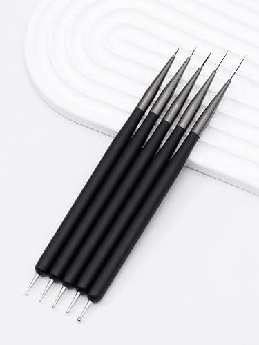 ZEOHBETY Nail Art Brushes, 5Pcs Nail Art Liner Brushes, Dotting Pen Tools, Painting Art Design Brush Set for Long Lines, Thin Details, Fine Drawing Sizes 7/9/11/15/22mm, Black - Black thumbnail 4