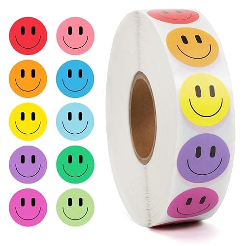 Wercokt 2000PCS Happy Face Stickers, 1 Inch, 10 Colors, Stickers for Kids Reward, Water Bottle Smiling Stickers, for Student Planner and School Classroom Teacher Charts Calendar Gift Wrapping - Image 1