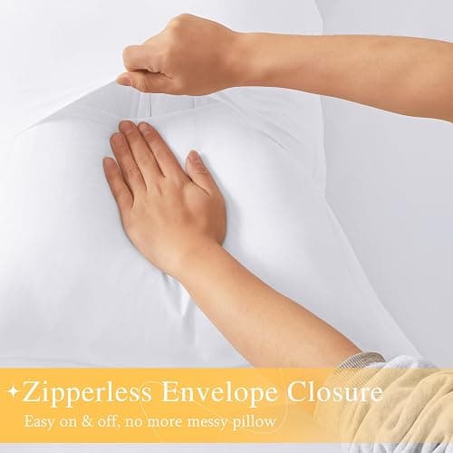 vveiiye Standard Pillow Shams Set of 2 White Pillow Shams Soft Microfiber Pillow Covers with Envelope Closure, Fade, Wrinkle and Shrink Resistant Bed Pillow Cases, 20 × 26 Inches thumbnail 6