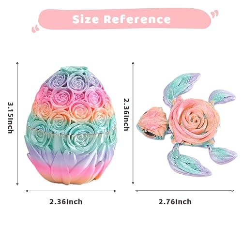 3D Printed Mini Turtle,Mystery 3D Printed Rose Egg with Articulated Turtle Inside, Adults Kids Fidget Toys Birthday Christmas, Multi Color for Home Office Decor (Pink and White Suit) thumbnail 3