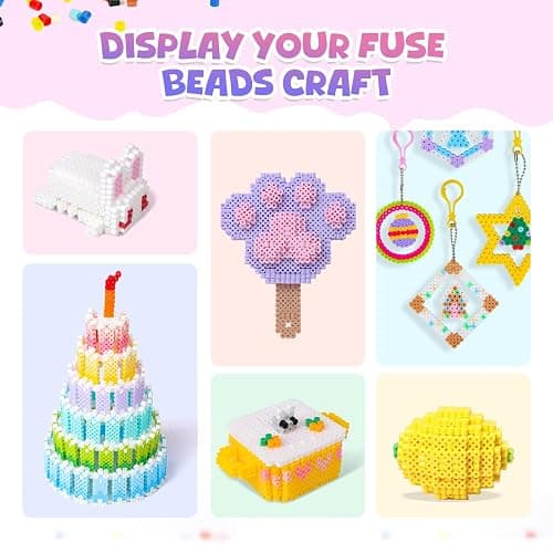 Meland Fuse Beads Kit - 11,000 pcs 36 Color Beads for Craft for Girls Age 5-12 Year Old,5MM Melty Beads Set Including 5 Pegboards, Ironing Paper & Chain Accessories Iron Beads Christmas Birthday Gift thumbnail 7