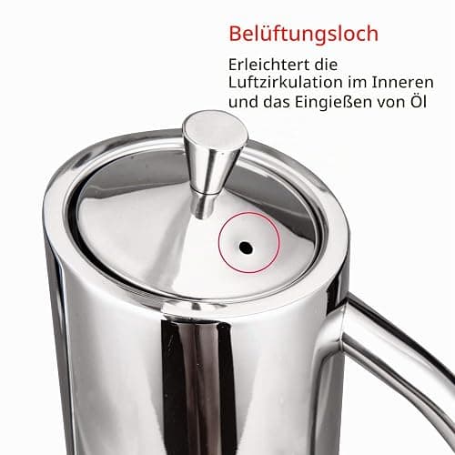IMEEA Oliven Essig& Ölspender SUS304 Edelstahl Ölkännchen Ölbehälter Ölflasche Ölaufbewahrung Zutatenspender mit Tropffreier Ausgießer (23oz / 700ml) thumbnail 6