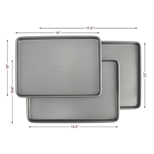 GoodCook Everyday Nonstick Baking Sheet Set, 3 Pack Includes Small (13×9) Medium (15×1) and Large (17×11) Pans Carbon Steel Construction Cookie Sheets Bakeware Set, Gray thumbnail 3