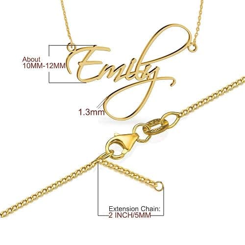 UMAGICBOX Exquisite Personalized Name Necklace|Choose from 14 Font Styles|Customizable 18K Gold Plated Stainless Steel & Sterling Silver Pendant|Unique Gift for Her - 1-Custom Name thumbnail 6