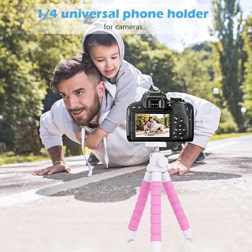 Ubeesize Portable Tripod Stand with Wireless Remote & Clip, Flexible Phone Holder for Video Recording (Pink) thumbnail 3