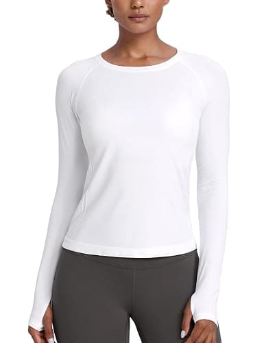CRZ YOGA Seamless Long Sleeve Shirts for Women Waist - Workout Athletic Running Gym Yoga Tops Crewneck Breathable Quick Dry - Image 1