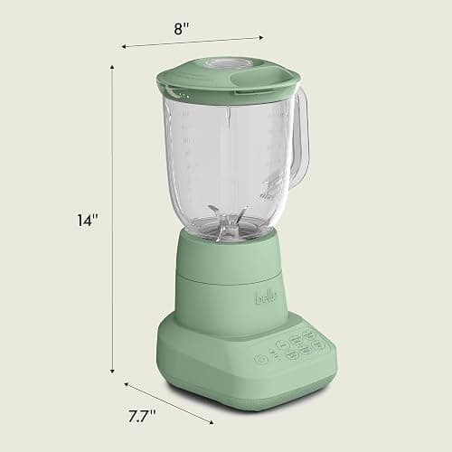 bella 10 Speed Countertop Blender, Juicer & Smoothie Maker, Fits-anywhere™ Kitchenware, Slim Flip & Store Design, Dishwasher Safe 48oz Capacity Pitcher & Lid, Stainless Steel Blade, 450 Watt, Seaglass thumbnail 2