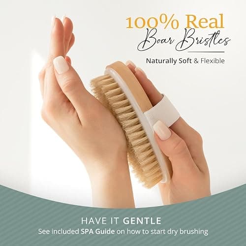 Belula Dry Brushing Body Brush Set - Natural Boar Bristle Body Brush, Exfoliating Face Brush & Bath Gloves - Ideal Dry Skin Brush for Lymphatic Drainage & Healthy Glowing Skin! thumbnail 8